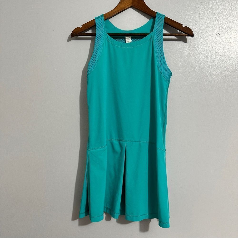 IVIVVA BY LULULEMON DRESS GIRL'S WITH MESH SIZE 14 TURQUOISE